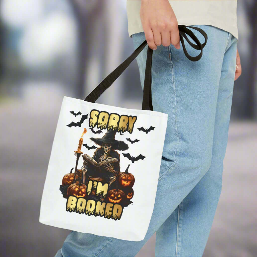 Spooky Halloween Tote Bag, Fall Accessory, Trick-or-Treat Bag, Festival Tote, October Decor, Halloween-Themed Pumpkin Print
