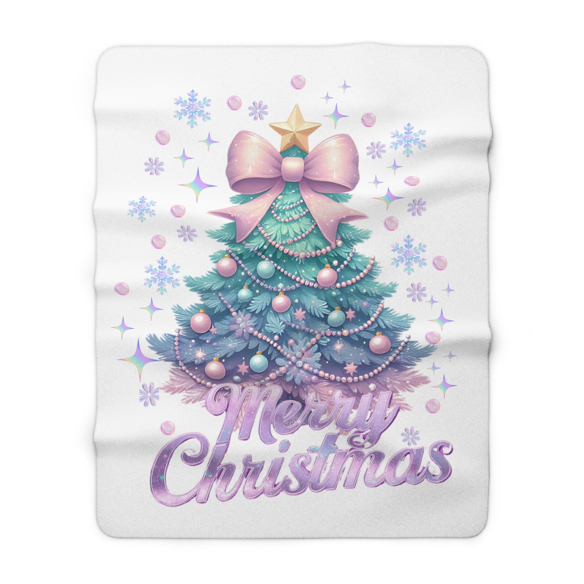 Iridescent Christmas Tree Sherpa Fleece Blanket