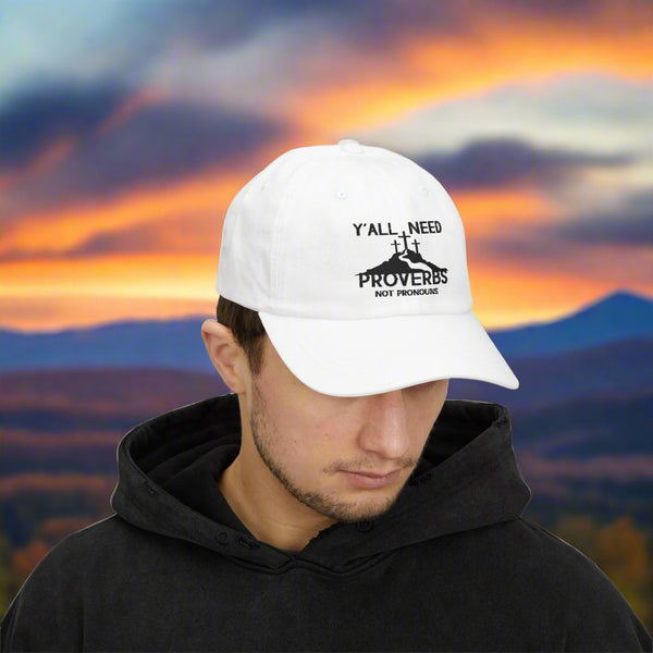Faith-Inspired Dad Cap: Y'all Need Proverbs, Adjustable White Hat, Christian Gift, Casual Wear for Dads, Summer Style, Father's Day