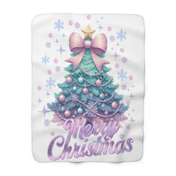 Iridescent Christmas Tree Sherpa Fleece Blanket