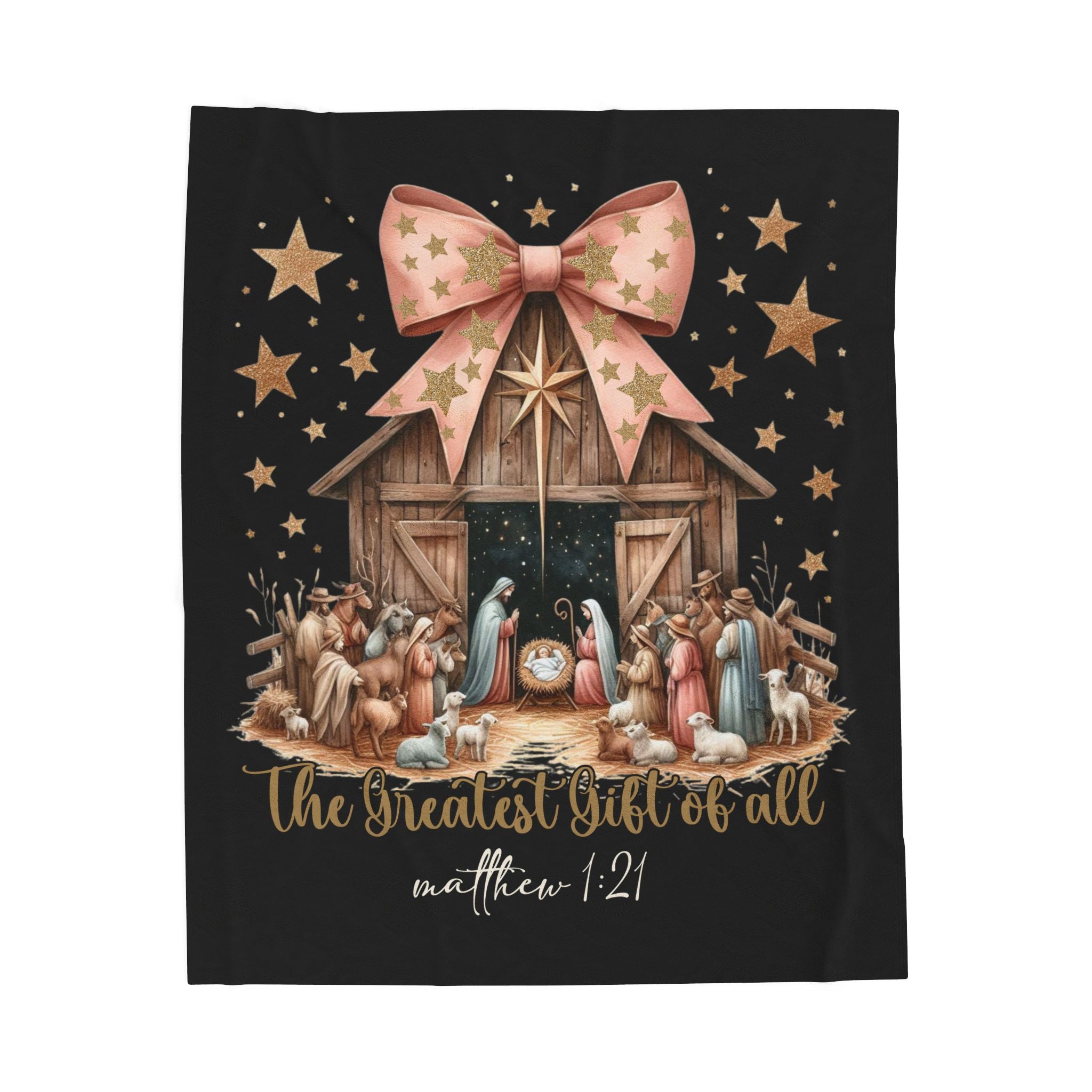 Velveteen Plush Blanket - The Greatest Gift Starring Nativity Scene, Cozy Christmas Gift, Home Decor, Warm Throw, Holiday Blanket