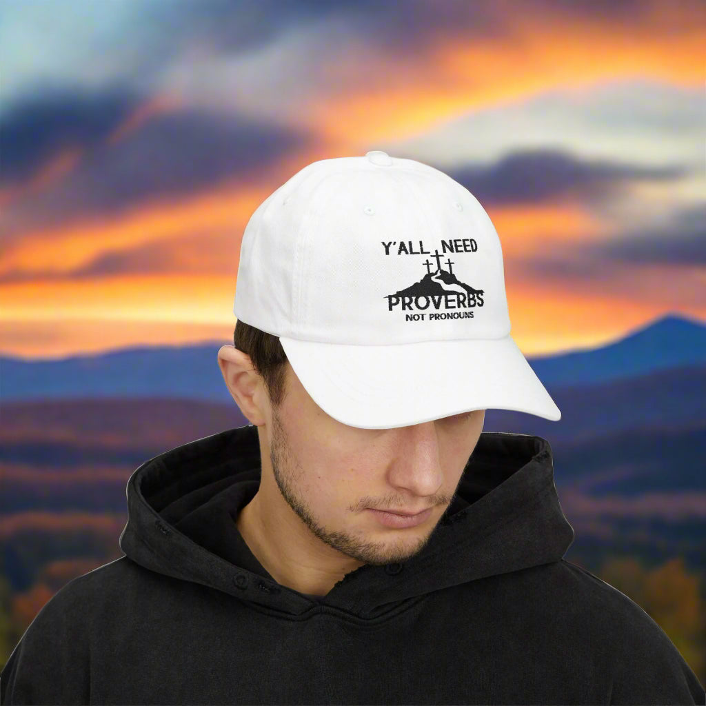 Faith-Inspired Dad Cap: Y'all Need Proverbs, Adjustable White Hat, Christian Gift, Casual Wear for Dads, Summer Style, Father's Day