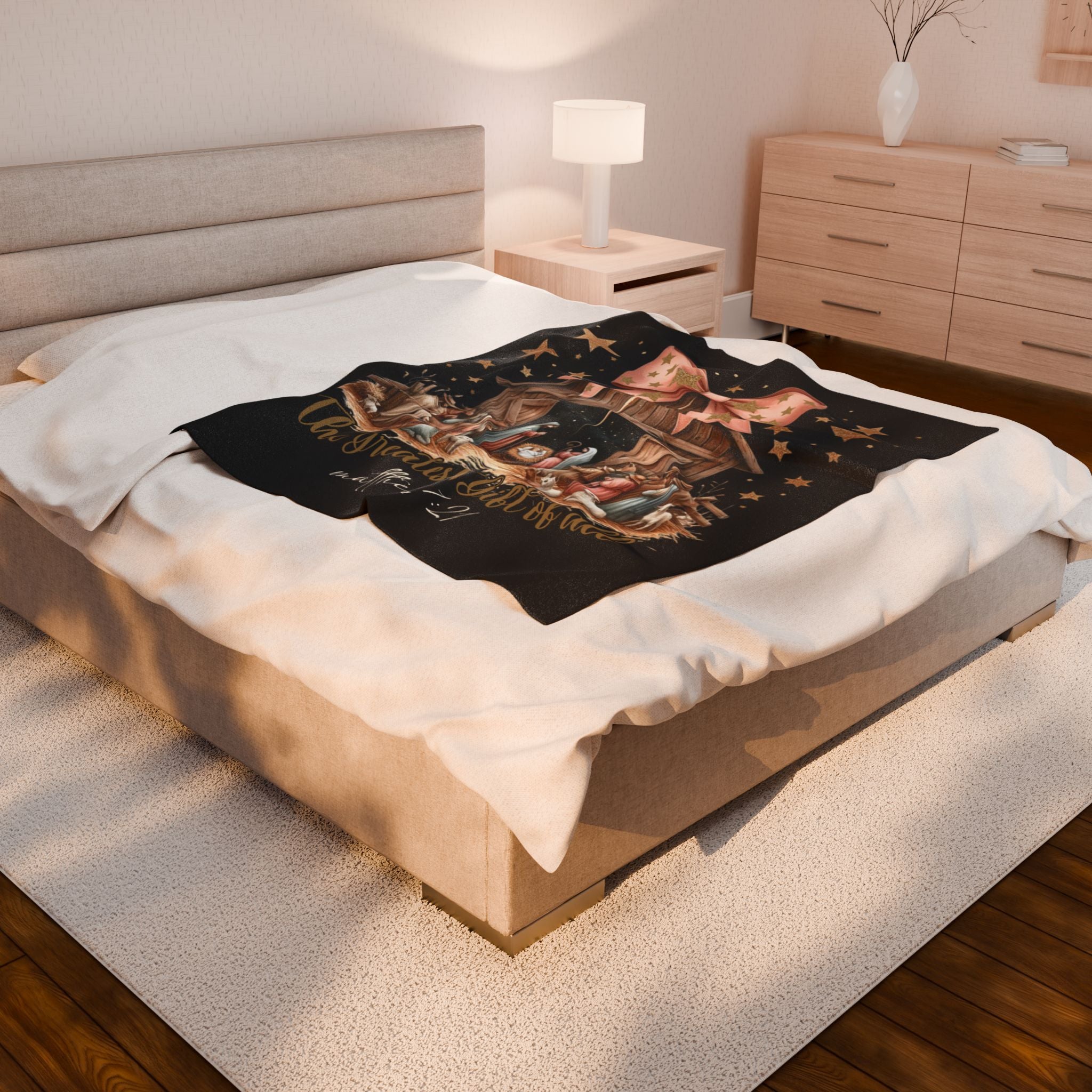 Velveteen Plush Blanket - The Greatest Gift Starring Nativity Scene, Cozy Christmas Gift, Home Decor, Warm Throw, Holiday Blanket