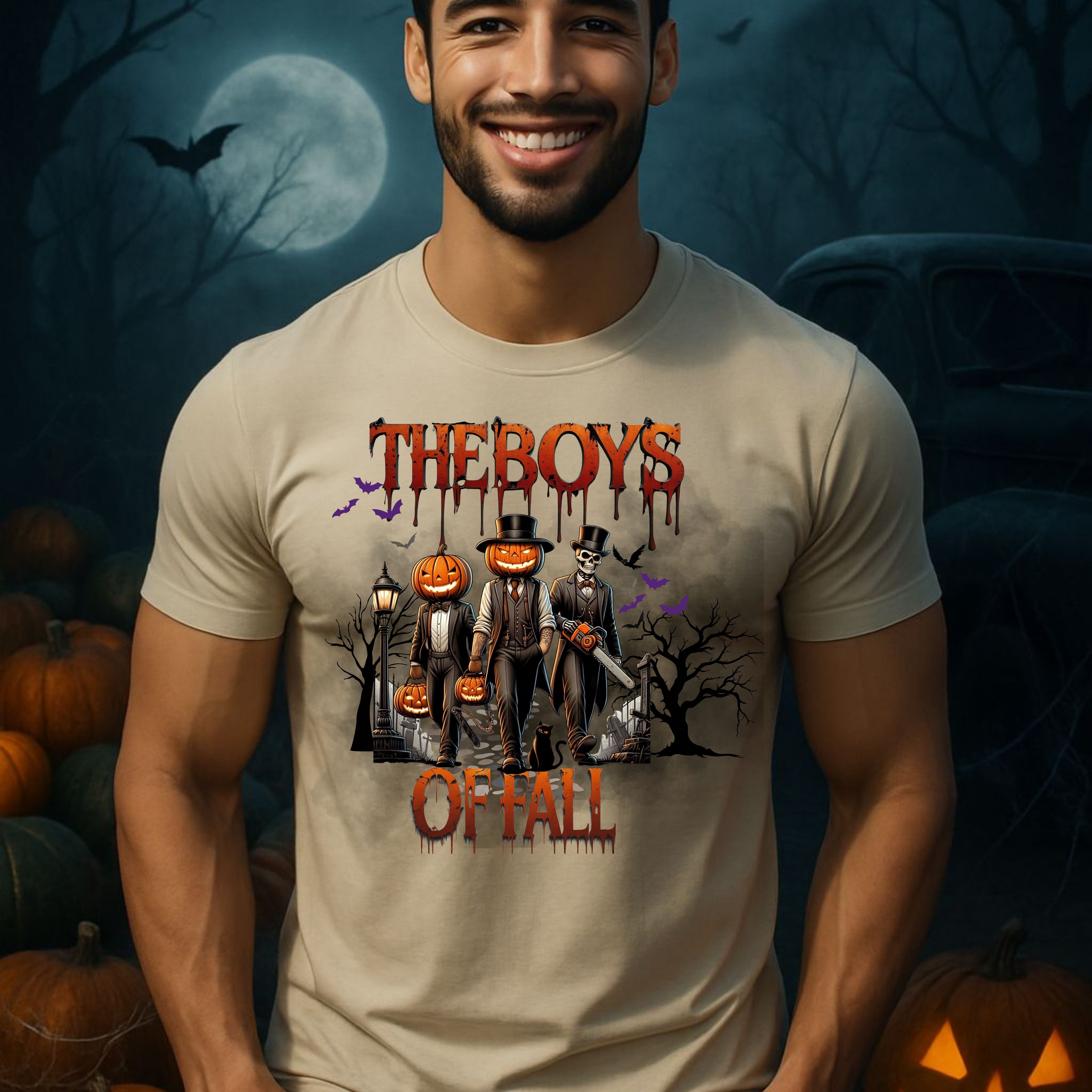 Boys of Fall Halloween Graphic Tee - Unisex Softstyle T-Shirt, Fall Apparel, Spooky Season Top, Pumpkin Shirt, Casual Halloween Shirt