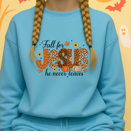 Faith-Inspired Fall for Jesus Crewneck Sweatshirt - Cozy Christian Apparel, Autumn Fashion Gift, Believers Sweater, Religious Winter Top,