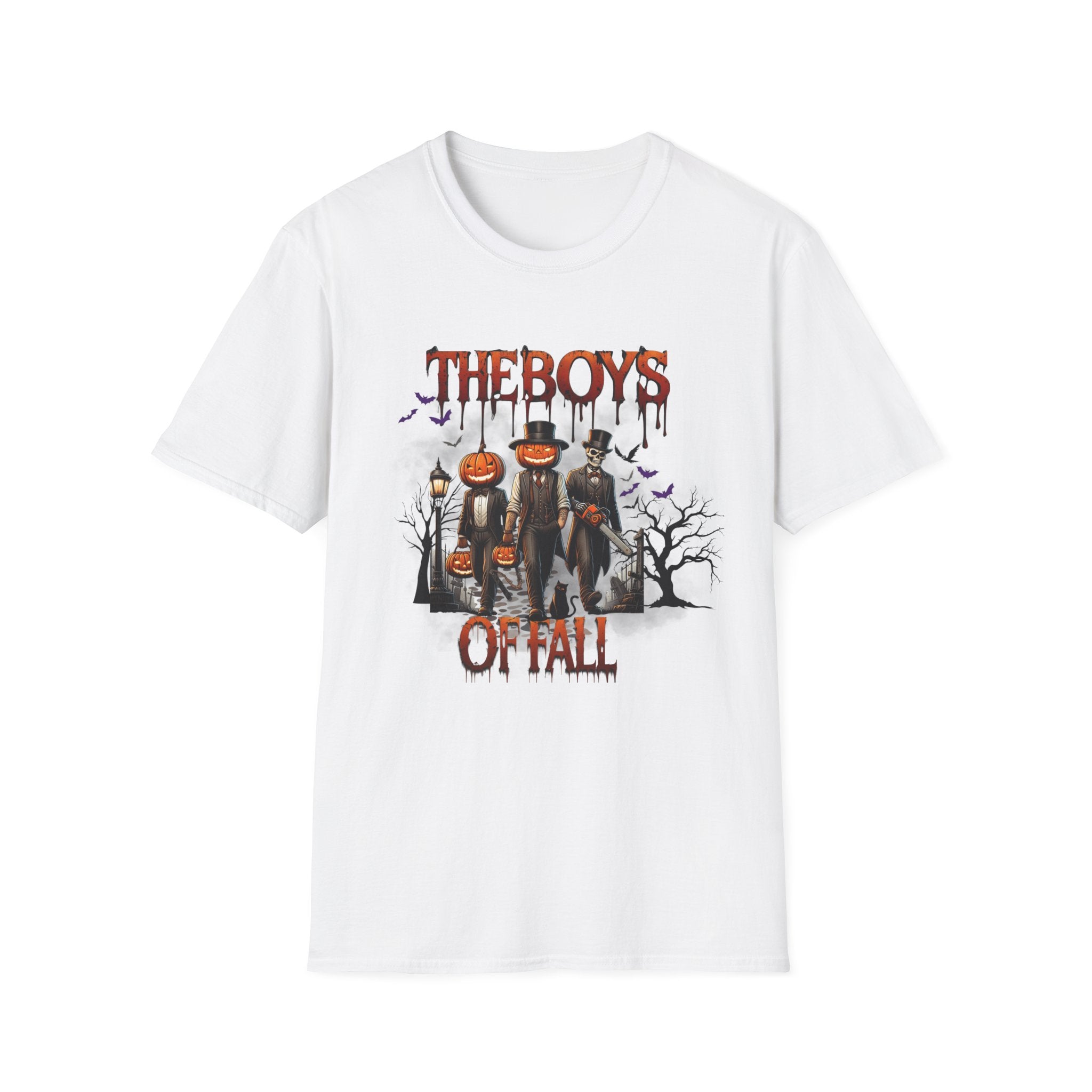 Boys of Fall Halloween Graphic Tee - Unisex Softstyle T-Shirt, Fall Apparel, Spooky Season Top, Pumpkin Shirt, Casual Halloween Shirt