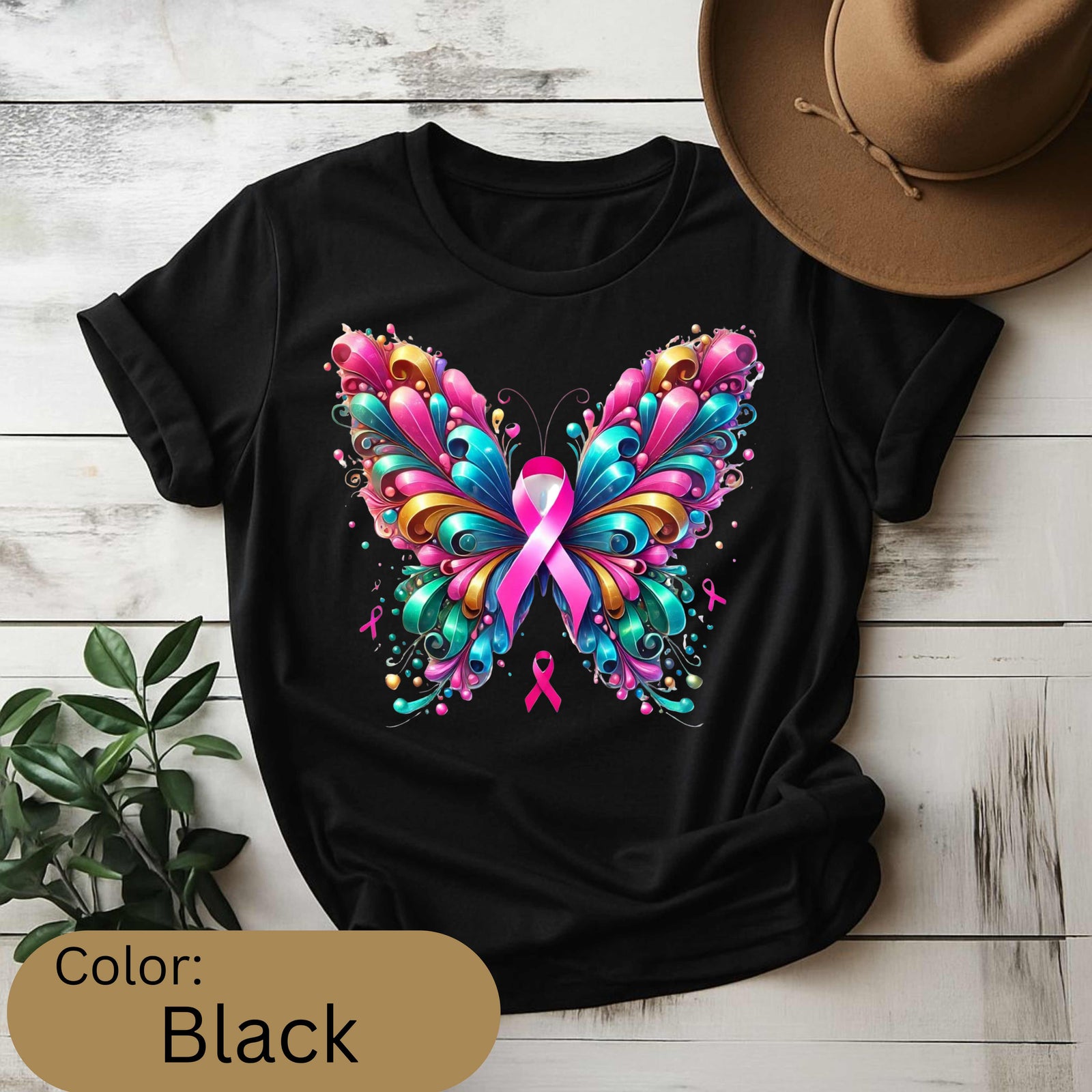Colorful Butterfly Awareness T-Shirt | Breast Cancer Awareness, Supportive Gift, Unisex Tee, Summer Outfit, Graphic Shirt