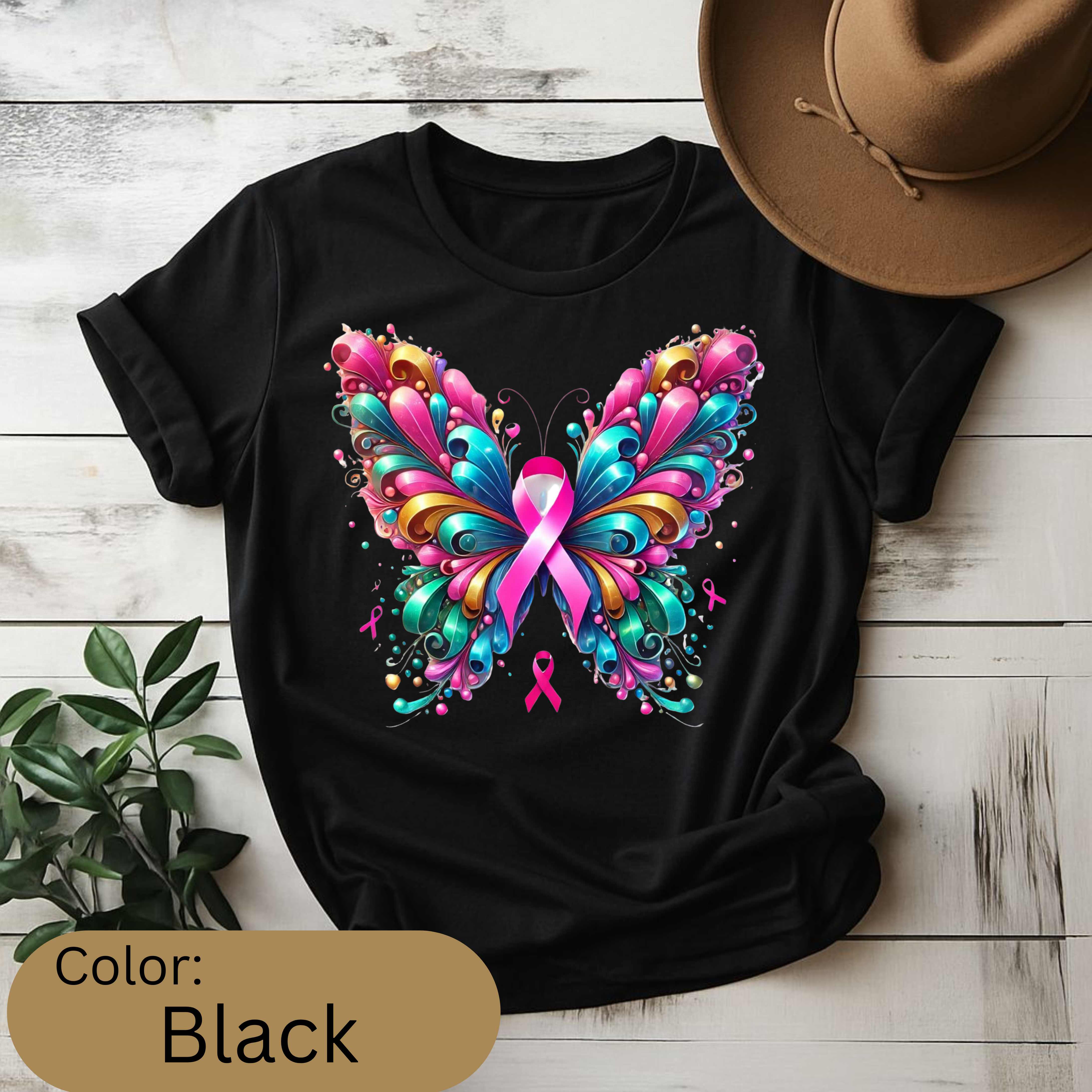 Colorful Butterfly Awareness T-Shirt | Breast Cancer Awareness, Supportive Gift, Unisex Tee, Summer Outfit, Graphic Shirt